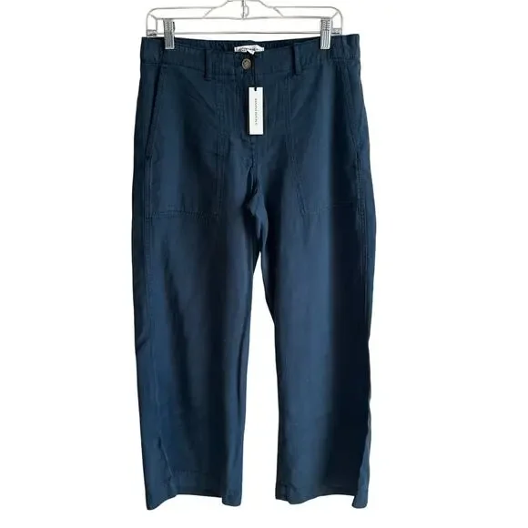 Banana Republic Super Soft Soma Mid Rise Wide Leg Pant Tapestry Navy Blue M - Picture 3 of 12